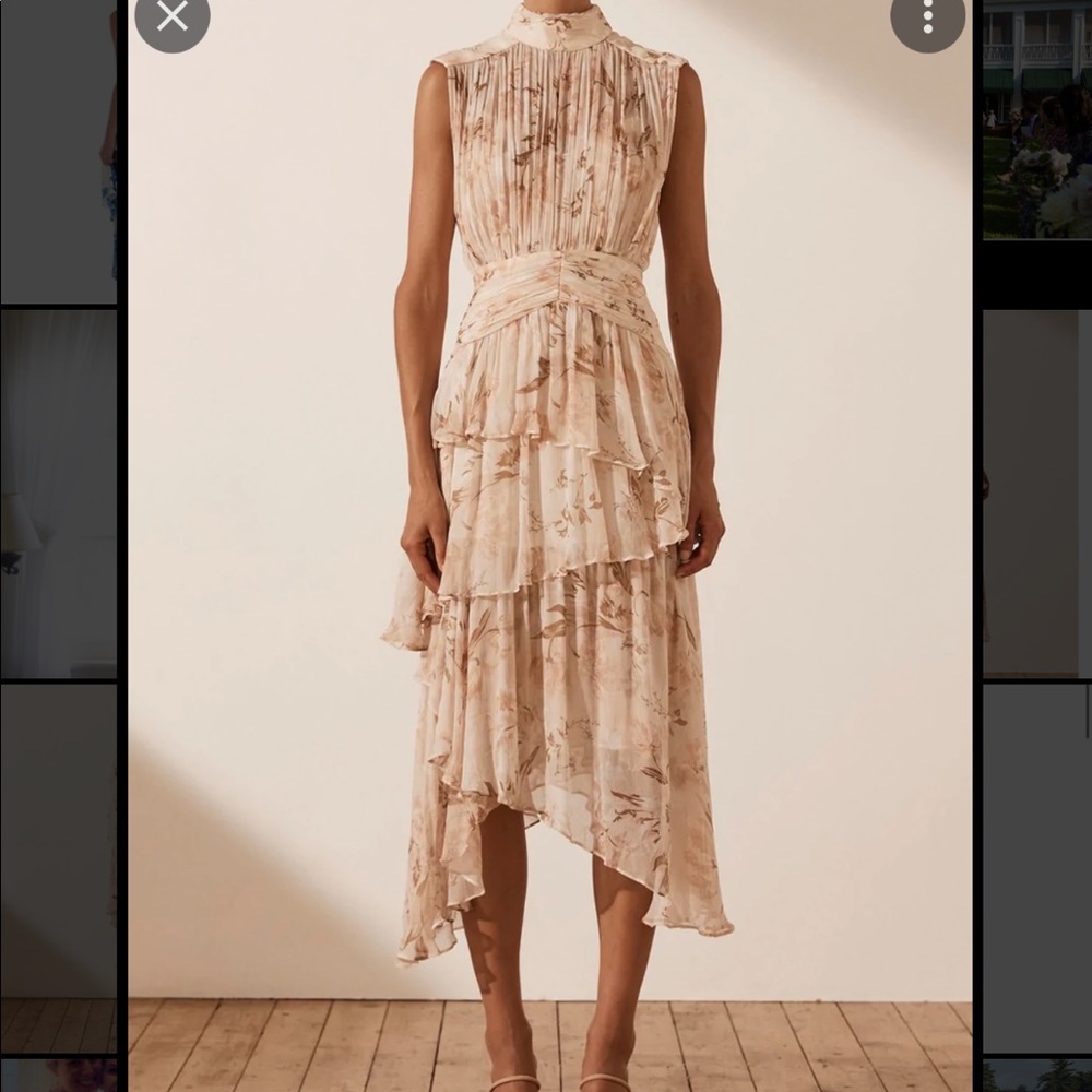 Shona Joy Nina Sleeveless Ruched Midi Dress Size 6